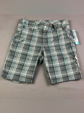 FOX Racing Women’s Shorts Size Large Townie Short Peacock Plaid Gray Teal NWT!